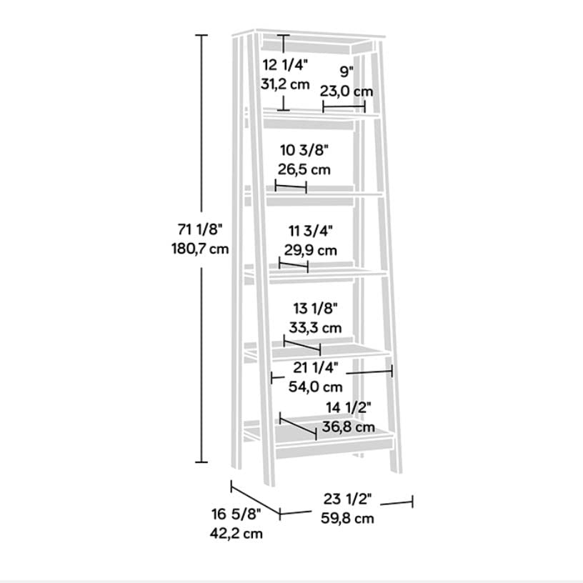 Sauder Trestle 5-Shelf Bookcase, Vintage Oak finish