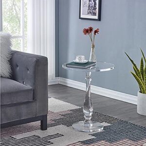 LIKENOW Acrylic End Table,Acrylic Side Table,Modern Nightstand with Clear Small Round Top and Solid Post for Living Room,Bedroom and Lobby 18.9x18.9x23.6High inches