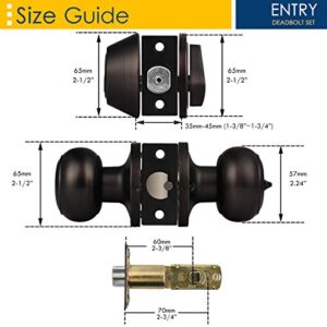 4 Pack Entry Door Knob and Deadbolt Set, Keyed Alike Oil Rubbed Bronze Exterior Door Knob with Single Cylinder Deadbolt Lock Set, Front Door Knob and Deadbolt for Entrance and Office Door