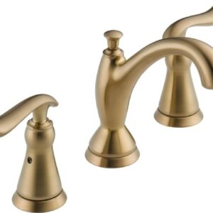 Delta Faucet Linden Widespread Bathroom Faucet 3 Hole, Gold Bathroom Faucet, Diamond Seal Technology, Metal Drain Assembly, Champagne Bronze 3594-CZMPU-DST