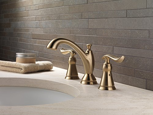 Delta Faucet Linden Widespread Bathroom Faucet 3 Hole, Gold Bathroom Faucet, Diamond Seal Technology, Metal Drain Assembly, Champagne Bronze 3594-CZMPU-DST