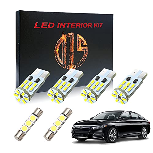 D15 Lighting LED Interior Light Kit for 2018-2022 Honda Accord 6000k White Map Dome Trunk Vanity Mirror Bulbs (6 Pieces)