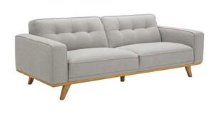 amazon brand – rivet bigelow modern sofa couch with wood base, 89.4″w, light grey / blonde