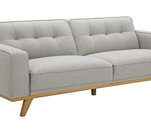 Amazon Brand – Rivet Bigelow Modern Sofa Couch with Wood Base, 89.4"W, Light Grey / Blonde