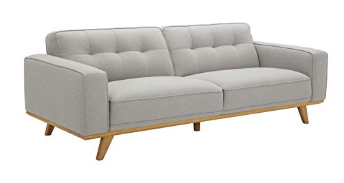 Amazon Brand – Rivet Bigelow Modern Sofa Couch with Wood Base, 89.4"W, Light Grey / Blonde