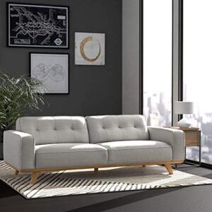 Amazon Brand – Rivet Bigelow Modern Sofa Couch with Wood Base, 89.4"W, Light Grey / Blonde