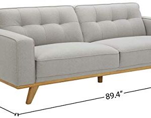 Amazon Brand – Rivet Bigelow Modern Sofa Couch with Wood Base, 89.4"W, Light Grey / Blonde