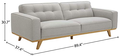 Amazon Brand – Rivet Bigelow Modern Sofa Couch with Wood Base, 89.4"W, Light Grey / Blonde