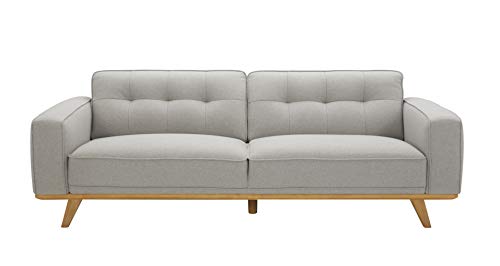 Amazon Brand – Rivet Bigelow Modern Sofa Couch with Wood Base, 89.4"W, Light Grey / Blonde