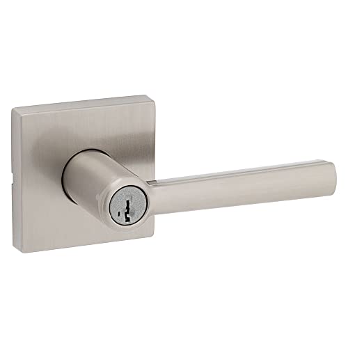 Kwikset 97402-827 Montreal Keyed Entry Lever, Featuring Microban, Satin Nickel, 2 Handle