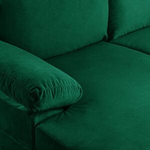 Casa Andrea Milano Modern Large Velvet Fabric U-Shape Sectional Sofa, Double Extra Wide Chaise Lounge Couch, Shamrock