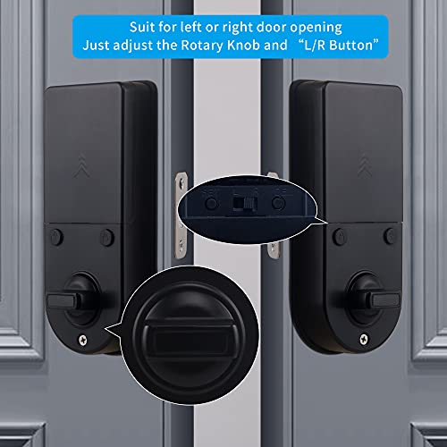 HARFO Fingerprint Door Lock, Keyless Entry Door Lock with Handles, Smart Door Lock, Front Door Lock Handle Sets, Electronic Keypad Deadbolt (Black)