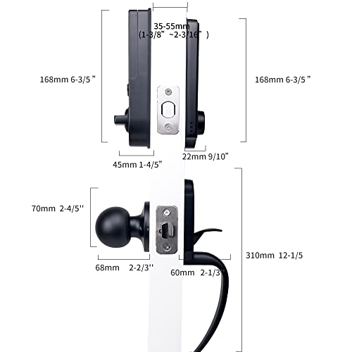 HARFO Fingerprint Door Lock, Keyless Entry Door Lock with Handles, Smart Door Lock, Front Door Lock Handle Sets, Electronic Keypad Deadbolt (Black)