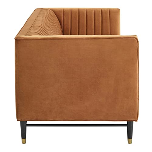 Modway Devote Channel Tufted Performance Velvet, Sofa, Cognac