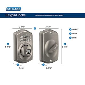 Schlage BE365 V CAM 716 Camelot Keypad Deadbolt, Electronic Keyless Entry Lock, Aged Bronze