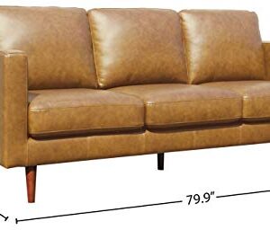 Amazon Brand – Rivet Revolve Modern Leather Sofa Couch, 80"W, Caramel