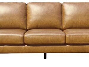 Amazon Brand – Rivet Revolve Modern Leather Sofa Couch, 80"W, Caramel