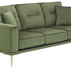 Signature Design by Ashley Macleary Modern Velvet Glam Sofa with Brass Metal Legs, Green