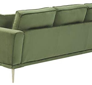 Signature Design by Ashley Macleary Modern Velvet Glam Sofa with Brass Metal Legs, Green