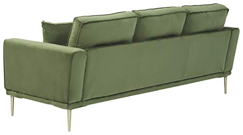 Signature Design by Ashley Macleary Modern Velvet Glam Sofa with Brass Metal Legs, Green