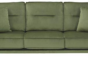 Signature Design by Ashley Macleary Modern Velvet Glam Sofa with Brass Metal Legs, Green