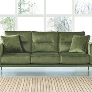 Signature Design by Ashley Macleary Modern Velvet Glam Sofa with Brass Metal Legs, Green