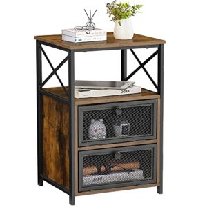 vecelo night stand, end side table with storage space and door,modern nightstands for living room,bedroom, brown