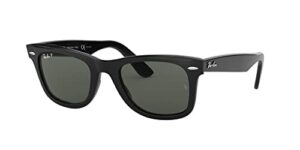 ray-ban unisex-adult rectangular sunglasses black frame green lens medium