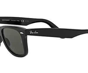 Ray-Ban Unisex-Adult Rectangular Sunglasses Black Frame Green Lens Medium