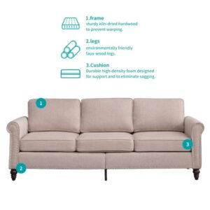 BALUS Soft Couches Set for Living Room, 2 Piece Modular Loveseat Sofa with 5.9" Thicken Cushion, Including Three Seat Sofa, Loveseat for Apartment Furniture Set, Beige