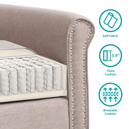 BALUS Soft Couches Set for Living Room, 2 Piece Modular Loveseat Sofa with 5.9" Thicken Cushion, Including Three Seat Sofa, Loveseat for Apartment Furniture Set, Beige