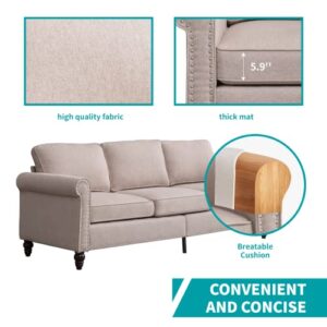 BALUS Soft Couches Set for Living Room, 2 Piece Modular Loveseat Sofa with 5.9" Thicken Cushion, Including Three Seat Sofa, Loveseat for Apartment Furniture Set, Beige