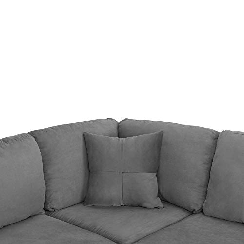 Casa Andrea Milano Modern 3 Piece Microfiber L Shaped Sectional Sofa with Reversible Chaise & Ottoman, Large, Grey