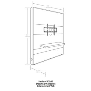 Sauder Steel River Entertainment Wall in Weathered Wood, for TVs up to 70", Weathered Wood Finish