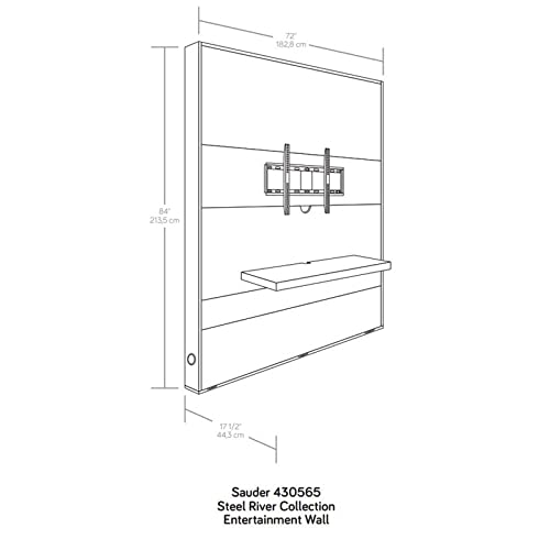 Sauder Steel River Entertainment Wall in Weathered Wood, for TVs up to 70", Weathered Wood Finish