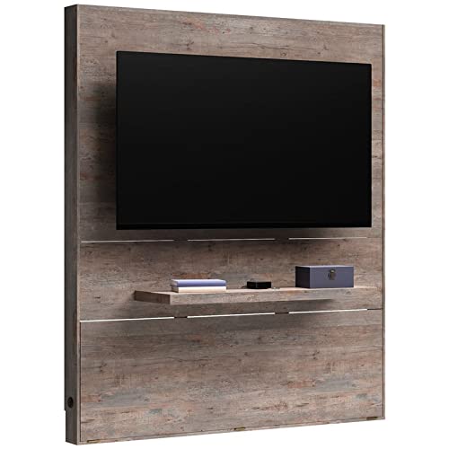 Sauder Steel River Entertainment Wall in Weathered Wood, for TVs up to 70", Weathered Wood Finish