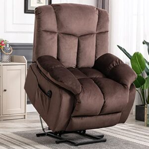 canmov power lift recliner chair for elderly- heavy duty and safety motion reclining mechanism-antiskid fabric sofa living room chair electric recliner chairs, chocolate