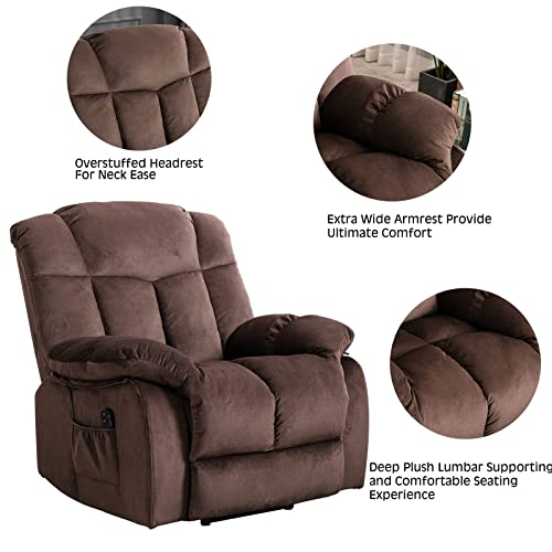 CANMOV Power Lift Recliner Chair for Elderly- Heavy Duty and Safety Motion Reclining Mechanism-Antiskid Fabric Sofa Living Room Chair Electric Recliner Chairs, Chocolate