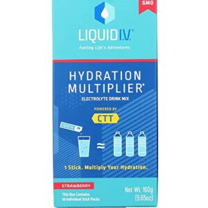 liquid iv strawberry hydration electrolyte 10 count, 0.56 oz