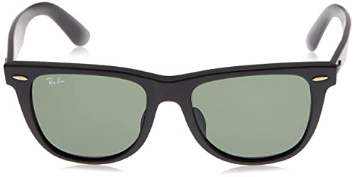 Ray-Ban RB2140F Original Wayfarer Low Bridge Fit Square Sunglasses, Matte Black/G-15 Green, 52 mm