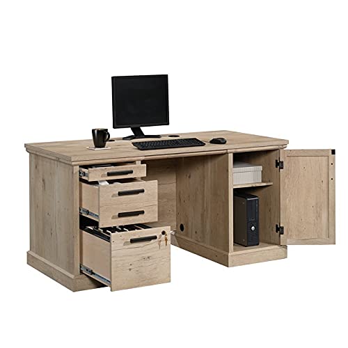 Sauder Mason Peak 60" Engineered Wood Double Pedestal Desk in Prime Oak