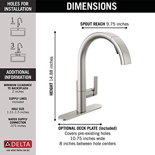 Delta Faucet Keele Spotshield Stainless Kitchen Faucet, Kitchen Faucets with Pull Down Sprayer,Kitchen Sink Faucet, Faucet for Kitchen Sink, Magnetic Docking Spray Head,Spotshield Stainless 19824LF-SP