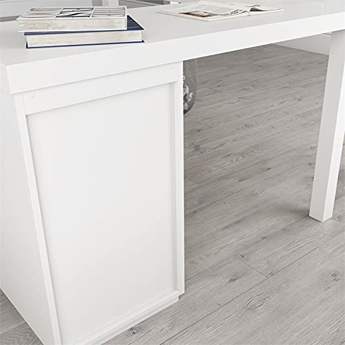 Sauder Northcott White L-Shaped Desk with Drawers, White Finish