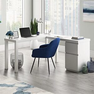 Sauder Northcott White L-Shaped Desk with Drawers, White Finish