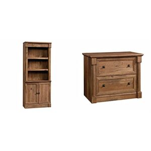 sauder palladia library with doors, vintage oak finish & palladia file cabinet, vintage oak finish