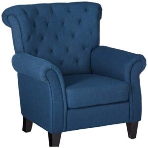 christopher knight home merritt fabric tufted chair, dark blue dimensions: 37.00”d x 35.25”w x 38.00”h