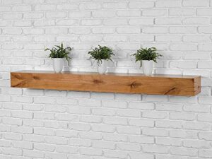60 inch floating fireplace mantel wood shelf in clear polyurethane – wallace from mantels direct | wooden rustic wall shelf | designed and milled in the usa | great for electric fireplaces and décor