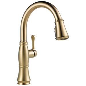 delta faucet cassidy gold kitchen faucet, kitchen faucets with pull down sprayer, kitchen sink faucet, gold faucet for kitchen sink with magnetic docking, lumicoat champagne bronze 9197-cz-pr-dst
