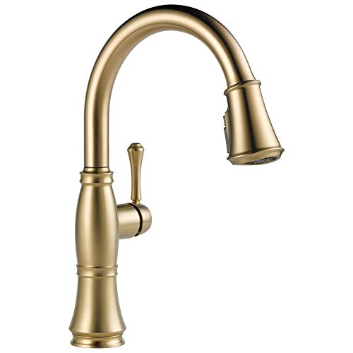 Delta Faucet Cassidy Gold Kitchen Faucet, Kitchen Faucets with Pull Down Sprayer, Kitchen Sink Faucet, Gold Faucet for Kitchen Sink with Magnetic Docking, Lumicoat Champagne Bronze 9197-CZ-PR-DST