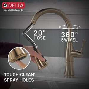 Delta Faucet Cassidy Gold Kitchen Faucet, Kitchen Faucets with Pull Down Sprayer, Kitchen Sink Faucet, Gold Faucet for Kitchen Sink with Magnetic Docking, Lumicoat Champagne Bronze 9197-CZ-PR-DST